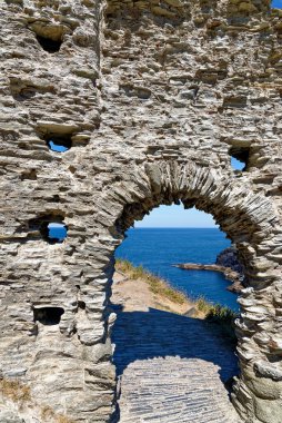Ruins Of Tintagel Castle - a medieval fortification on top of the peninsula of Tintagel Island adjacent to the village of Tintagel in North Cornwall. - Cornwall United Kingdom - 12th of August 2022