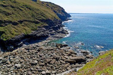 View of the coastline from Tintagel castle, Cornwall, England, United Kingdom - 12th of August 2022