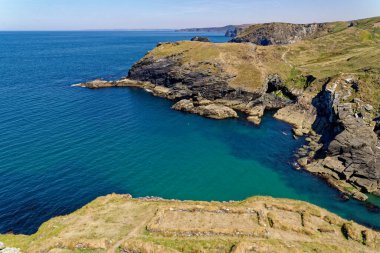 View of the coastline from Tintagel castle, Cornwall, England, United Kingdom - 12th of August 2022