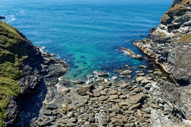 View of the coastline from Tintagel castle, Cornwall, England, United Kingdom - 12th of August 2022