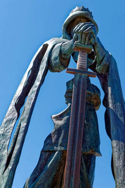 Bronze Statue Of King Arthur and his Sword By Rubin Eynon At Tintagel Castle - Cornwall United Kingdom - 12th of August 2022