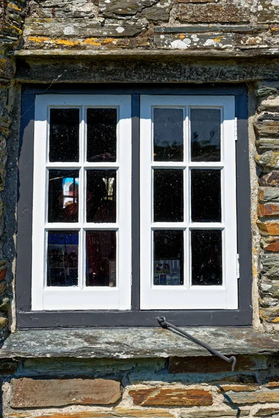 Old Window Closeup Beautiful Scenic Village Tintagel Cornwall England — Stock fotografie