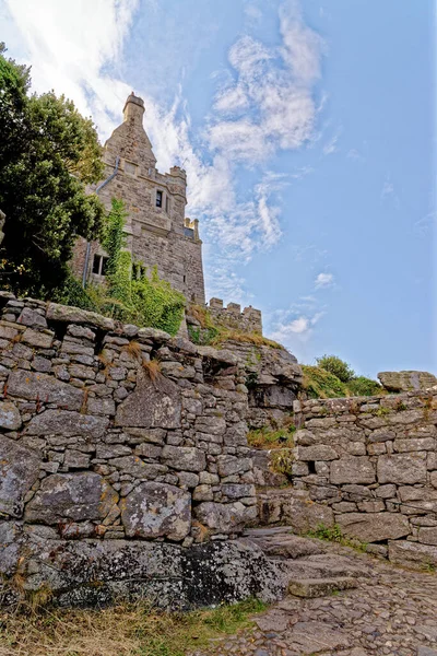 Kultowy Punkt Orientacyjny Michael Mount Kornwalijskiego Odpowiednika Mont Saint Michel — Zdjęcie stockowe