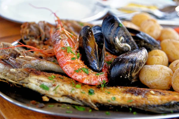 Food Family Seafood Platter Fresh Seafood Platter Ready Served Grilled Royalty Free Stock Images