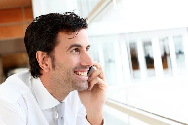 Porträt eines Geschäftsmannes, der mit dem Handy spricht — Stockfoto