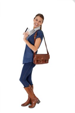 kredi kartı tutan kız alışveriş, izole