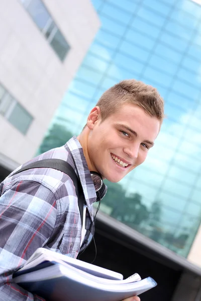 Portrait of cheerful student at college — Stock Photo, Image