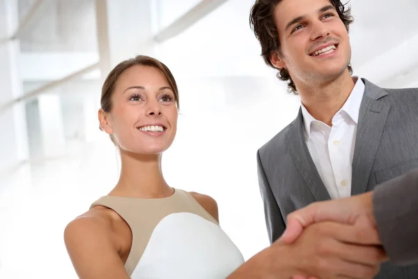 Closeup of business partnership handshake — Stock Photo, Image