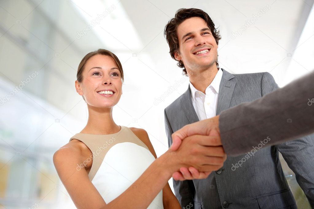 Closeup of business partnership handshake