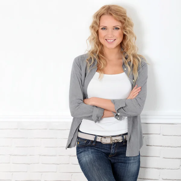 Cheerful casual woman standing — Stock Photo, Image