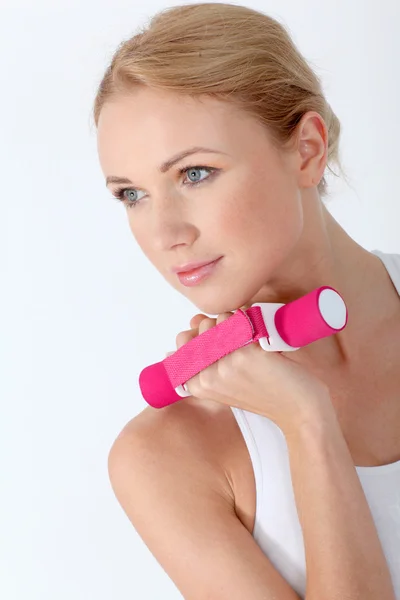 Portrait of beautiful blond woman in fitness outfit Royalty Free Stock Photos