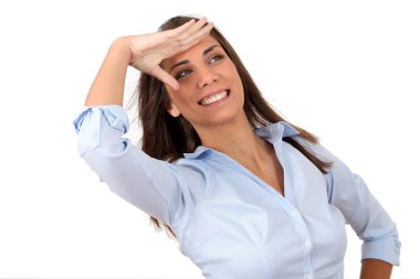 Geleceğe bakış güzel kız portresi