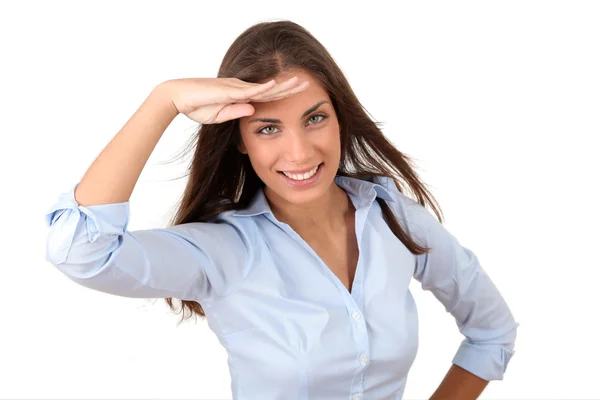 Retrato de una hermosa chica mirando hacia el futuro — Foto de Stock