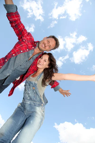 Para skaczących w powietrzu Zdjęcie Stockowe