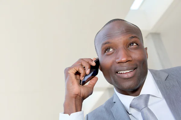 Retrato del hombre de negocios hablando por teléfono — Foto de Stock