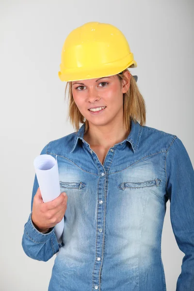 Closeup of young woman engineer — Stock Photo, Image