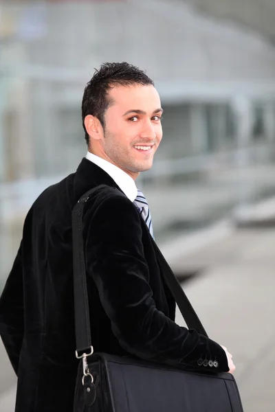 Young businessman on business travel — Stock Photo, Image