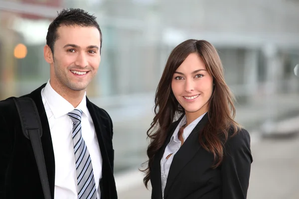 Portrait of business standong outside the airport — Stock Photo, Image