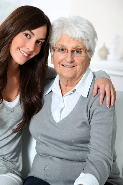 Closeup of elderly woman with young woman Royalty Free Stock Images