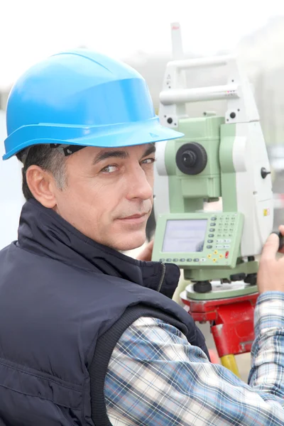 Geometer with measure instrument — Stok fotoğraf