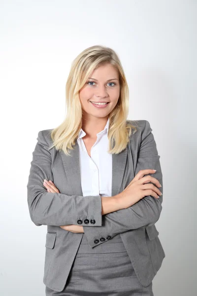 Blond businesswoman doing expressions — Stock Photo, Image