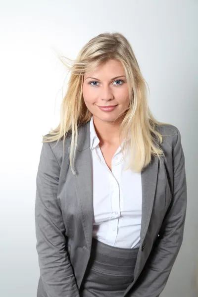 Blond businesswoman doing expressions — Stock Photo, Image