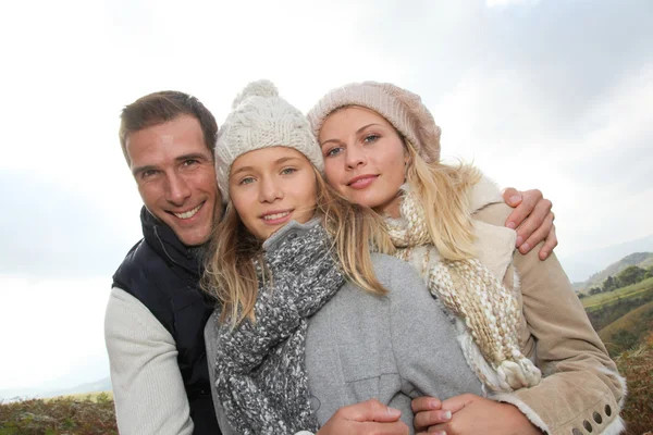 Closeup of happy family in fall season — Stock Photo, Image