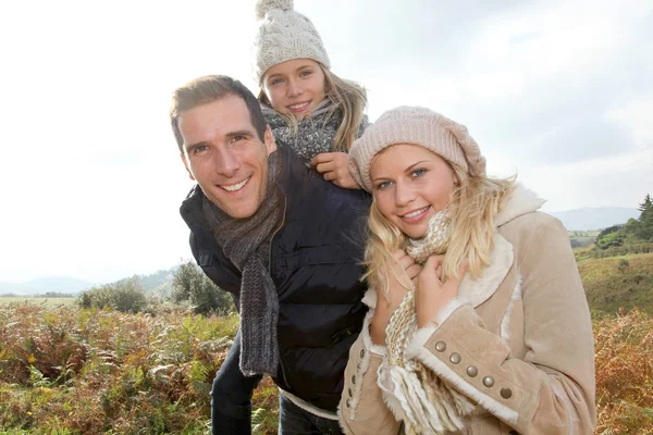 Closeup of happy family in fall season — Stock Photo, Image