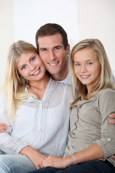 Close-up van gelukkige familie thuis — Stockfoto