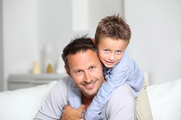 Closeup of father and son at home — Stock Photo, Image