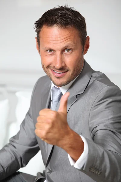 Businessman with thumb up — Stock Photo, Image