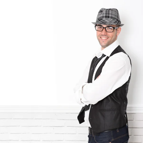 Trendy guy wearing black and white — Stock Photo, Image