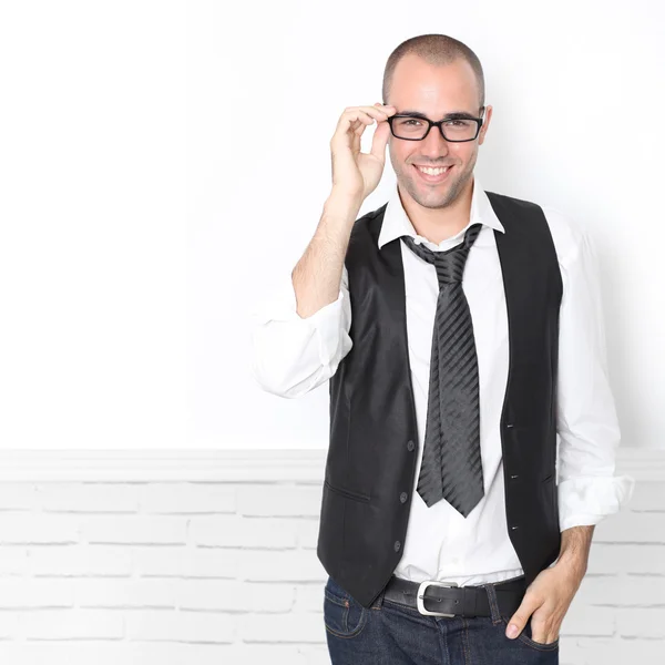 Trendy guy wearing black and white — Stock Photo, Image