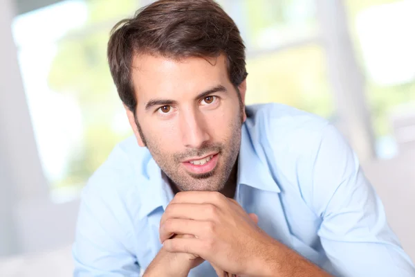 Portrait of handsome man with blue shirt — Stock Photo, Image