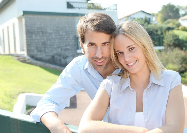 Portrait of happy young property owners — Stock Photo, Image