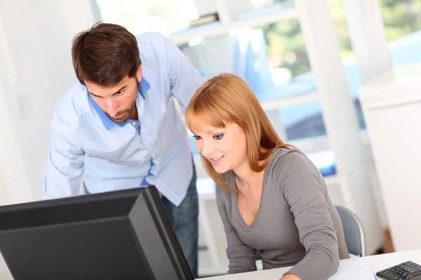 Business working on desktop computer — Stock Photo, Image