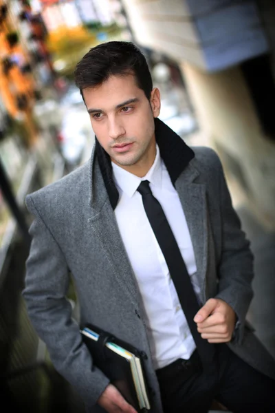 Trendy young businessman working outside the office — Stock Photo, Image