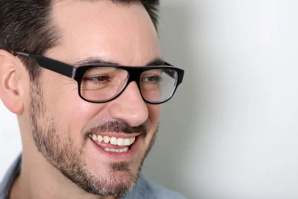 Portrait of smart guy with eyeglasses on — Stock Photo, Image