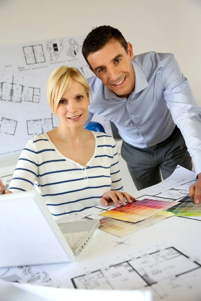 Portrait of smiling successful architects — Stock Photo, Image