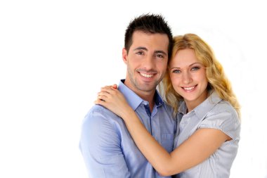 beyaz zemin üzerine çift portresi