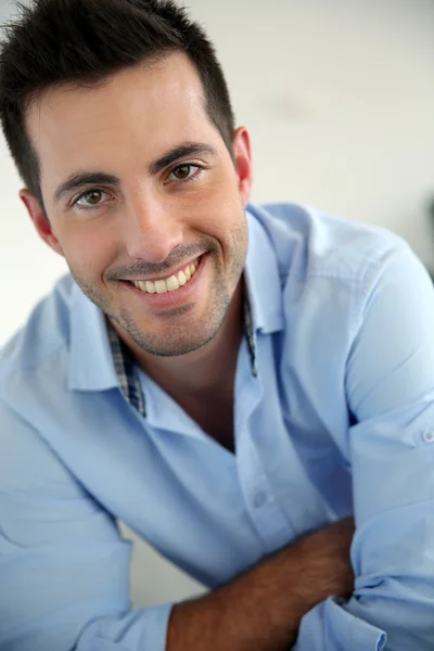 Portrait of handsome young man with blue shirt — Stock Photo, Image