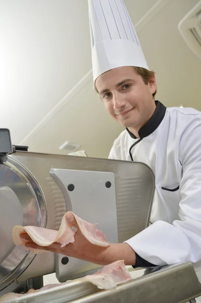 Catering preparare fette di prosciutto — Foto Stock