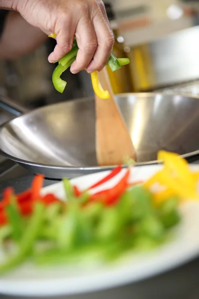 Vegetables preparation for wok dish — Stock Photo, Image