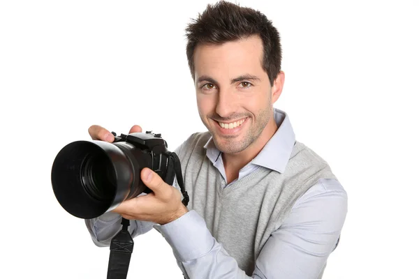 Fotograf mit Digitalkamera — Stockfoto