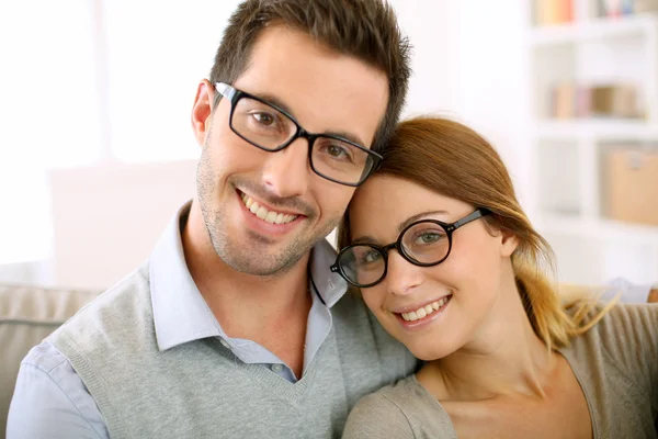 Couple with eyeglasses on — Stock Photo, Image