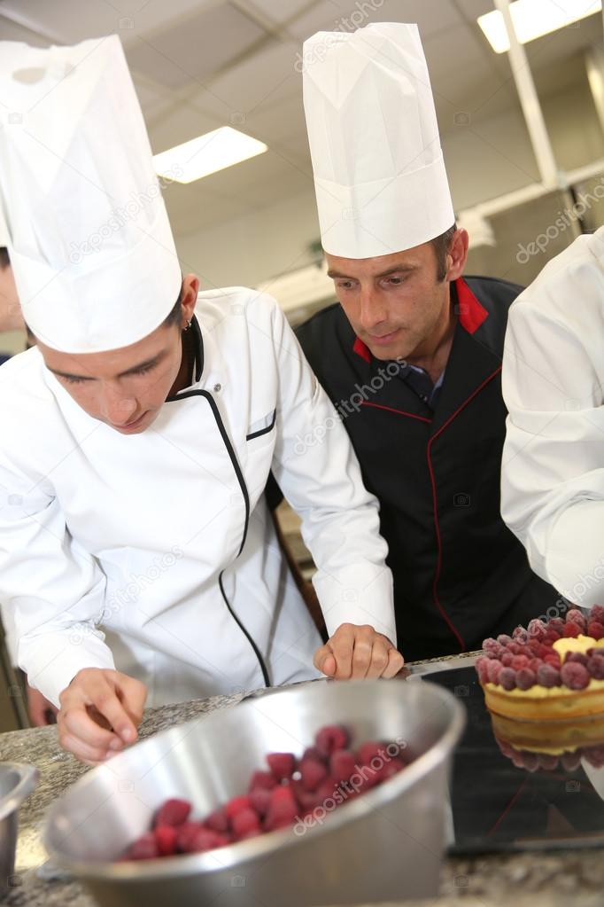 Students in pastry training course