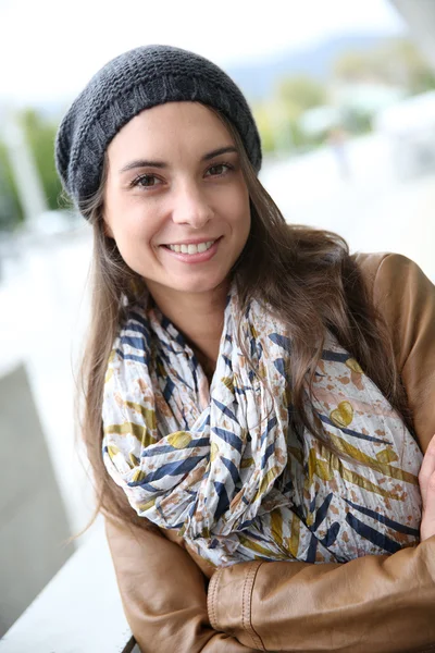 Beautiful student standing outside — Stock Photo, Image