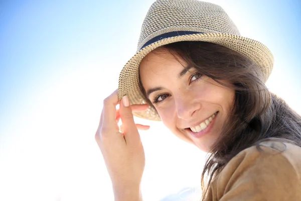 Attractive woman wearing hat — Stock Photo, Image