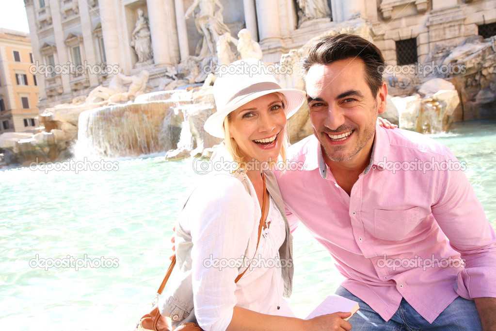 Couple near the Trevi Fountain