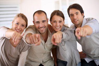 Business people pointing at camera clipart